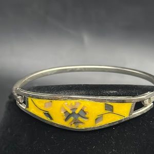 Taxaco Abalone Inlay Silver Bangle Vintage